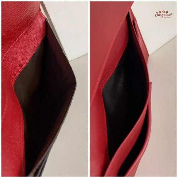 Authentic Louis Vuitton Monogram Coated Canvas Leather Red Josephine Long Wallet - Picture 13 of 14